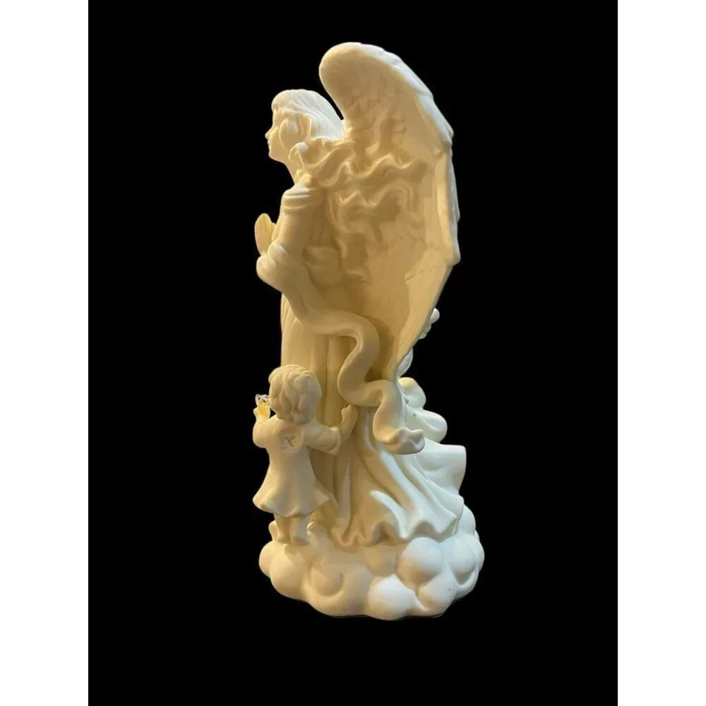PartyLite White Angel of Hope Cherub With Girl Porcelain Taper Candle Holder